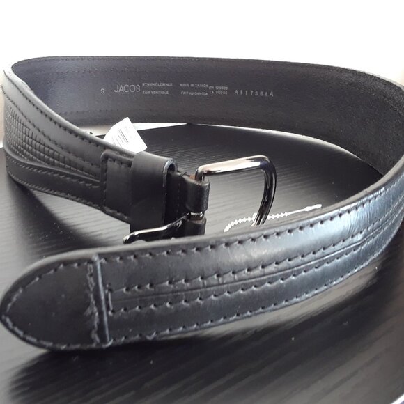 JACOB Genuine Leather Wide Black Belt  New - Picture 6 of 11